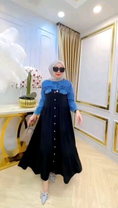 MIDI DRESS ZARA JEANS MIX RAYON PREMIUM