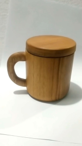 Cangkir Mug cangkir kopi Stainless Steel dengan Cover Kayu Jati