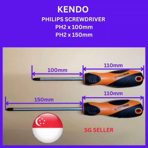 Ready stock in Sg. KENDO PHILIPS SCREWDRIVER PH2 x 100mm ph2 x 150mm with Rubber Handle