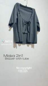 Plus Size Front Tie Blazer with Tube Fits up to 2XL