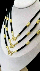 สร้อยคอ เชือกร่มคั่นทอง ตะขอปั้ม96.5% เกรดพรีเมี่ยม เทียบแท้เยาวราช ไม่ลอกไม่ดำ มีใบรับประกันสินค้า