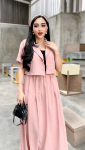 ONESET SETELAN ROK CROP POLOS CRINKLE STANDAR