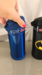 Thermos 12 Ounce Funtainer Blue Stainless Steel Vacuum Insulated Straw Kids Water Bottle