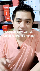 Gelas Cangkir Kopi Carabiner Stainless Dengan Tutup - Cangkir Mug 300ml Stainless Steel Anti Penyok