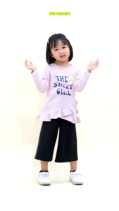 Superkidscloth Atasan Anak Perempuan Ruffle Lengan Panjang Kaos Anak Perempuan Rampel Panjang Motif Lucu Terbaru 1 - 11 Tahun