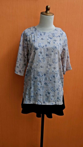 atasan wanita cream L cewek lengan pendek blouse motif batik
