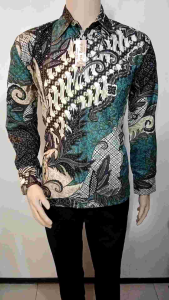 Kemeja Batik Soft Lawasan & Motif Daun Hijau: Arta Batik Super KODE 008