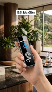Bật lửa điện cảm ứng vân tay thiết kế sang trọng đèn LED hiện đại