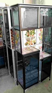 Rak Piring Keramik & Lemari Dapur Pintu 2 Silver & Hitam