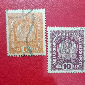 Prangko Austria lawas Koleksi Kuno Jadul 2 pcs Lambang negara USED