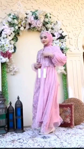 Gamis Model Baru Kondangan Elegan Brukat Mewah Jumbo Simple Rafika Dewasa Kombinasi Muslim Mutiara Panjang Variasi Wanita