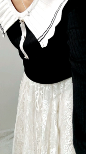 K2672 Jenifera Pleated Collar Knit Top Rajut Import Baju Lengan Panjang