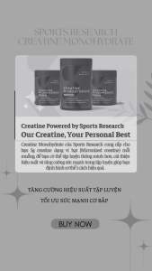 Sports Research Creatine Monohydrate Powder 500g | Tăng cường hiệu suất tập luyện