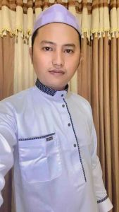 Alghin Exclusive Baju koko Putih les Hitam Motif Lengan panjang Manset pria muslim kancing import Bahan Saudi premium polyester import original