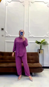 Setelan Vianda Crinkle Airflow Premium/Setelan Crinkle Wanita Dewasa/Baju Setelan Kemeja Wanita Viral