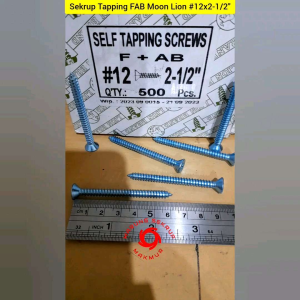 (10 pcs) Sekrup FAB 12x2-1/2" / Skrup Tapping Kepala Rata 6CM
