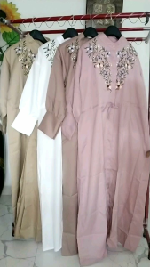 Fashion Wanita Muslim Gamis Bordir Busui Serut Pinggang Rabiya