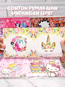 undangan lipat ulang tahun UNICORN little pony pegasus rainbow murah anak happy birthday hbd ultah
