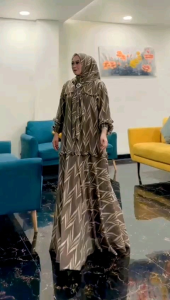 Arumi Series Denayyira | Gamis Set Jilbab Segi Empat | Gamis Premium Ceruty Babydoll
