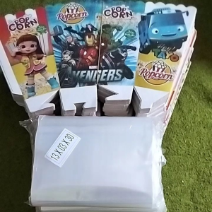 Plastik+Kotak Popcorn 12x6 Masing-masing isi 100pcs
