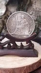 Đồng xu bạc cổ 1 Piastre Đông Dương 1904 sưu tầm