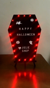 COFFIN HALLOWEEN LETTER BOARD WITH LED COMPLETE SET