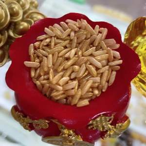 Hũ gạo vàng thần tài có nắp đậy phong thuỷ tài lộc ấm no