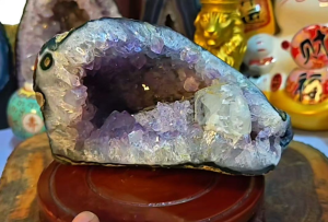 Amethyst geode with rare calcite pillar formations/ Amethyst geode/ amethyst cave/ amethyst cluster