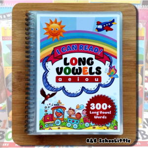 I Can Read LONG VOWELS | Laminated Reading Booklet for Beginner | Write and Wipe | Notebook Style