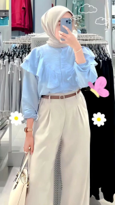 DZA - Ciara Blouse Ruffle Polo Linen