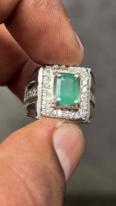 Cincin Batu Zamrud Natural Emerald beryl Jamrud asli Batu Zamrud dim 8x6x4