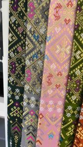 ผ้าไทย  ผ้าไหมแพรวากาฬสินธุ์ เนื้อไหมสังเคราะห์ สีเหลือง No.11 ขนาด 100 x 180 cm หรือ 2 หลา ** ผ้าชิ้นยังไม่ได้ตัดเย็บ**