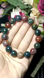 Ocean Jasper Jade stone bracelet 12mm 海洋碧玉意境油画风水头超好又润手串 12mm