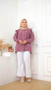 Eurigo - Yuka Atasan Kemeja Blouse Wanita Crinkle Ariflow Busui / 387-6991