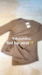 KNIT BLOUSE RIB ATASAN WANITA RIB KNIT TALI SERUT SAMPING | ATASAN WANITA LENGAN PANJANG TERBARU