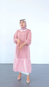 MIDI DRESS WANITA KOMBI BELVA RIB KNIT POLOS KOTAK HITAM NAVY PINK OVERSIZE JUMBO BIGSIZE XXL