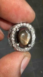 Cincin Batu Bangsing Star sapphire kresnadana safir Star ring perak bangsing star safir sapphir  Dim 12x10