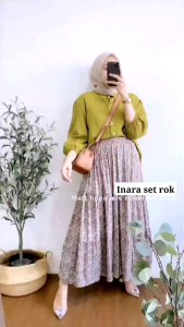 TERLARIS INARA SET// SETELAN WANITA CRINGKLE AIRFLOW KEKINIAN MOTIF BEST SELLER SETELAN WANITA LENGAN PANJANG // SETELAN WANITA ROK