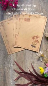 [Set 10 giấy viết thư] Giấy viết thư tay tinh tế chất mộc từ giấy kraft họa tiết phù hợp với mọi chủ đề