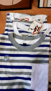 Kaos Salur Biru Anak Laki-Laki Murah Bahan CVC Lembut Size 1-8 Thn Nyaman Disemua Musim