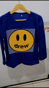 Kaos Lengan Panjang Model Ban Pinggang / Kaos Wanita Gambar Drew Smile Murah / Kaos Wanita Kekinian Mata Gadis