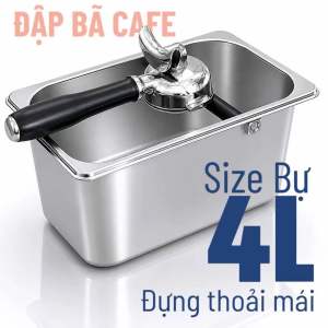 Khay đựng bã cà phê loại lớn - inox 304 - có nắp đậy