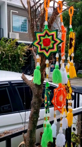 ธุงใยแมงมุมดอกทานตะวันแบบดอกเดียวสีสันสดใสขนาด5นิ้วใช้ ประดับตกแต่งงานบุญต่างๆบ้านคาเฟ่