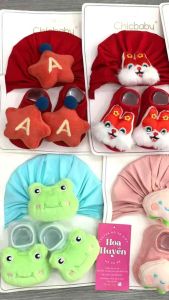Chicbaby Sét Mũ Turban & Tất Dài Cho Bé Gái Sơ Sinh Họa Tiết Hoa 100% Cotton Phù Hợp Mặc Đầy Tháng Thôi Nôi 0-18 Tháng