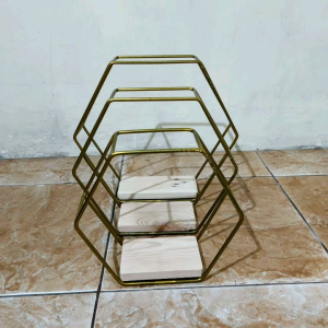dekorasi estetik rak hexagonal 1paket 3pcs warna gold