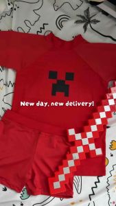 CREEPER MINE CRAFT RASHGUARD SET FOR KIDS 1-12 YEARS OLD