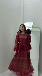 F185 dress gamis kondangan korean style / gamis pesta / gamis syari
