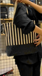 Tas Wanita Motif Salur  TW203 Stripes Shoulder Bag Natural Color Etnik Style