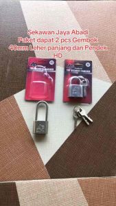 Paket Set 2 Pcs Gembok Ukuran 40mm Leher Panjang & Pendek Berkualitas
