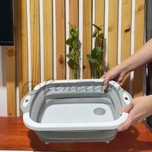 CKS Chopping Board Expandable Strainer Drainer Vegetables Cutting Board Storage
